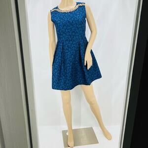 Paiye Blue Green Textured Floral Dress